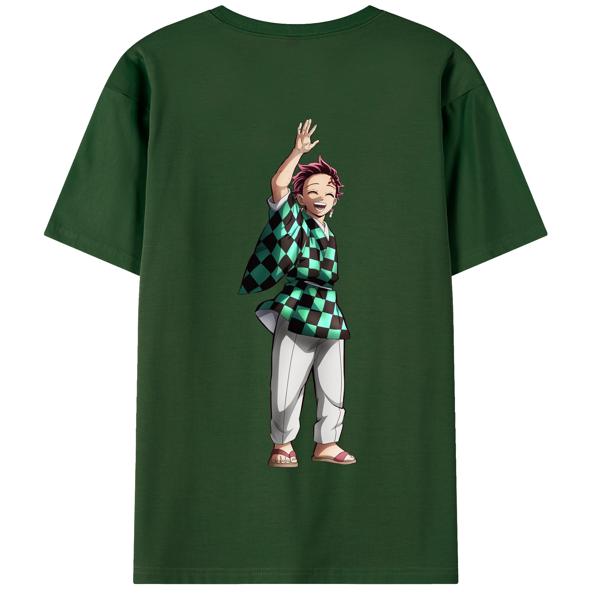 （画像用） 鬼滅の刃 竈門 炭治郎／かまど たんじろう Kamado Tanjirou 綿100％半袖Tシャツ（背面プリント）